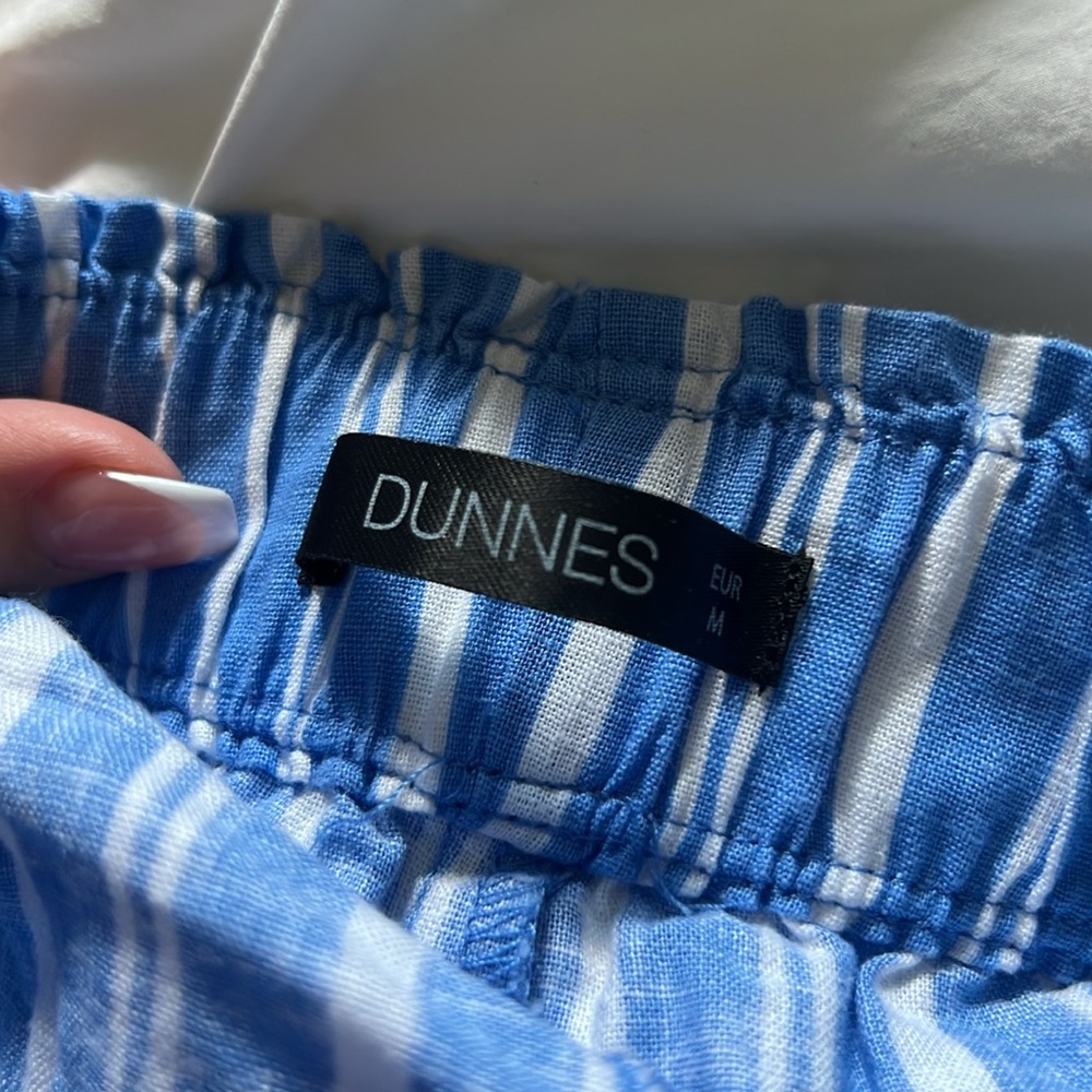 Blue Striped Women's Linen Shorts - Picture 2 of 2